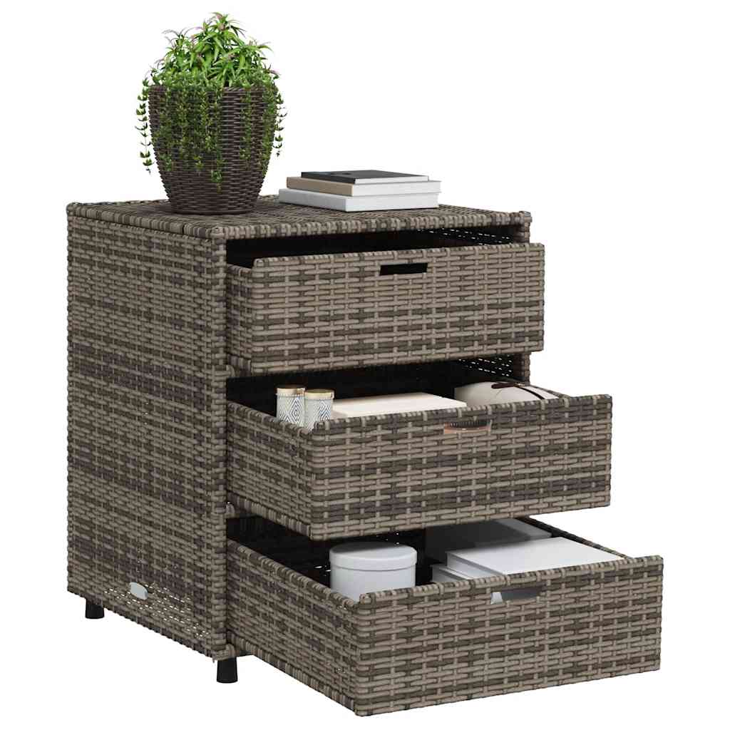 Garden Storage Cabinet Grey 55x59x69 cm Poly Rattan
