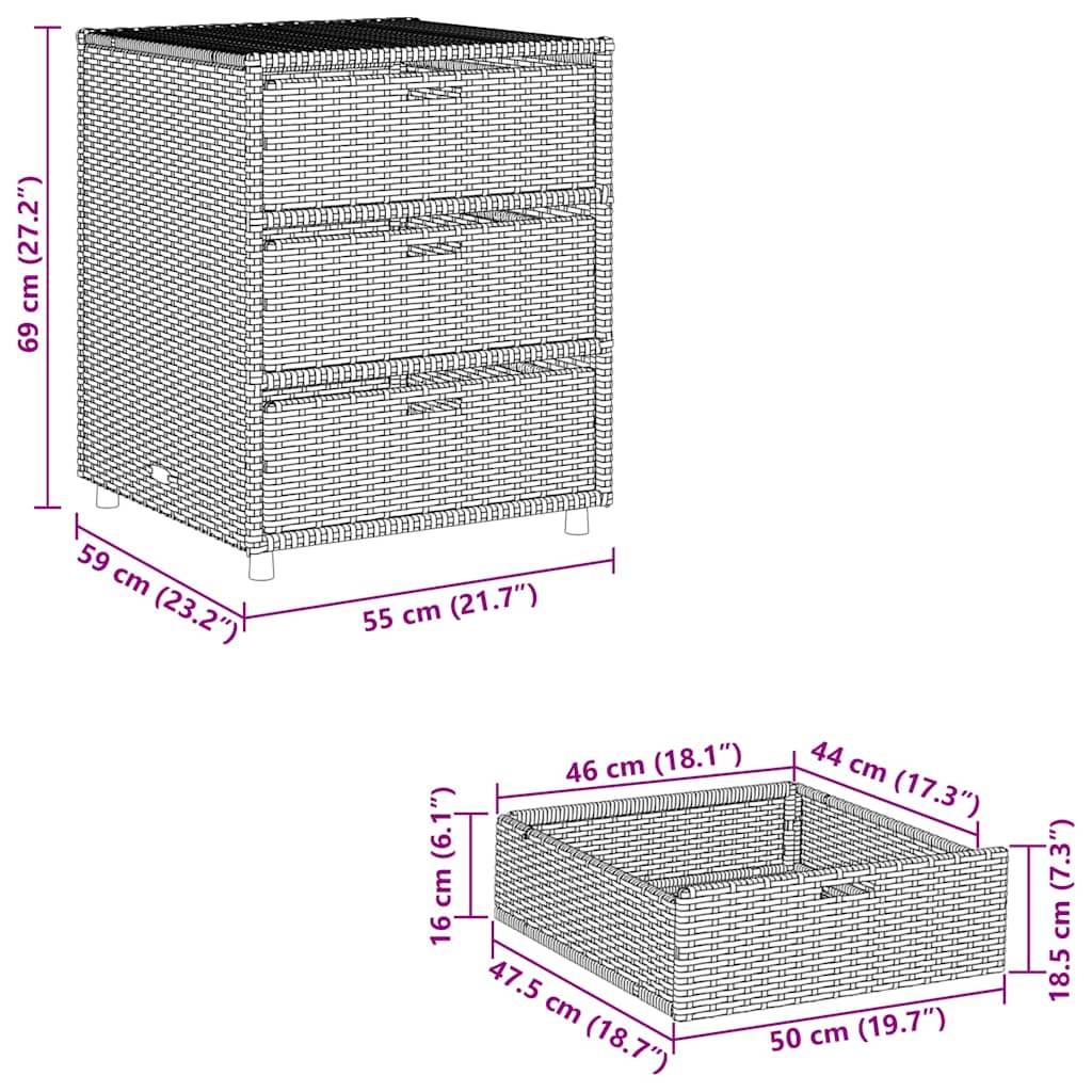 Garden Storage Cabinet Beige 55x59x69 cm Poly Rattan