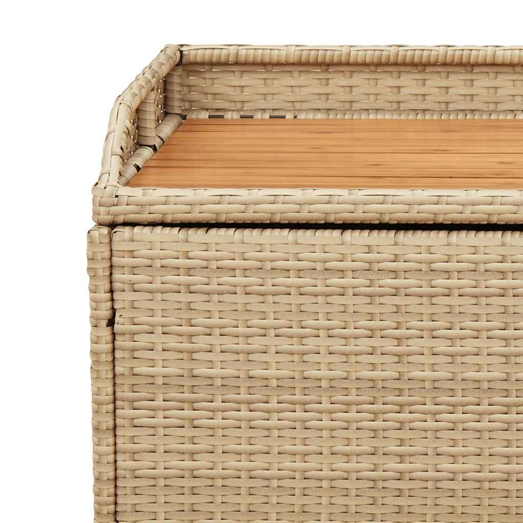 Storage Bench Mix Beige 100x50x52cm Poly Rattan and Acacia Wood