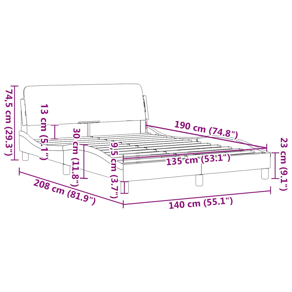 Bed Frame "Dover" Black 135x190 cm Double Velvet