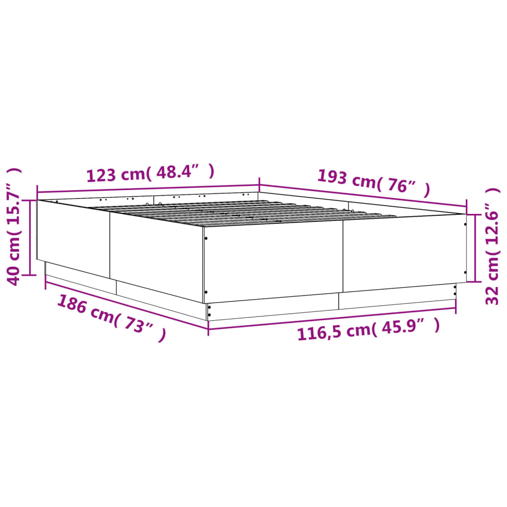 Bed Frame without Mattress Smoked Oak 120x190 cm Small Double