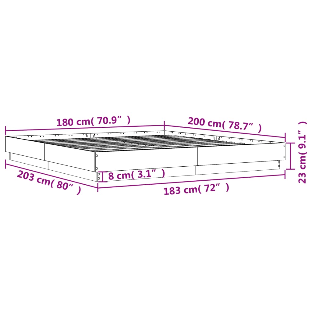 Bed Frame | White | Engineered Wood | Super King | Durable | Bed Frame