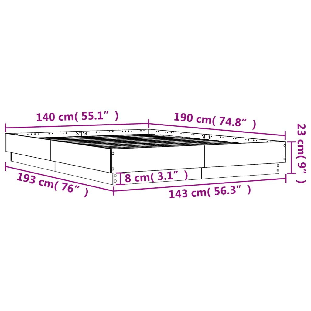 Bed Frame | Sonoma Oak | Engineered wood | Double | Durable | Bed Frame
