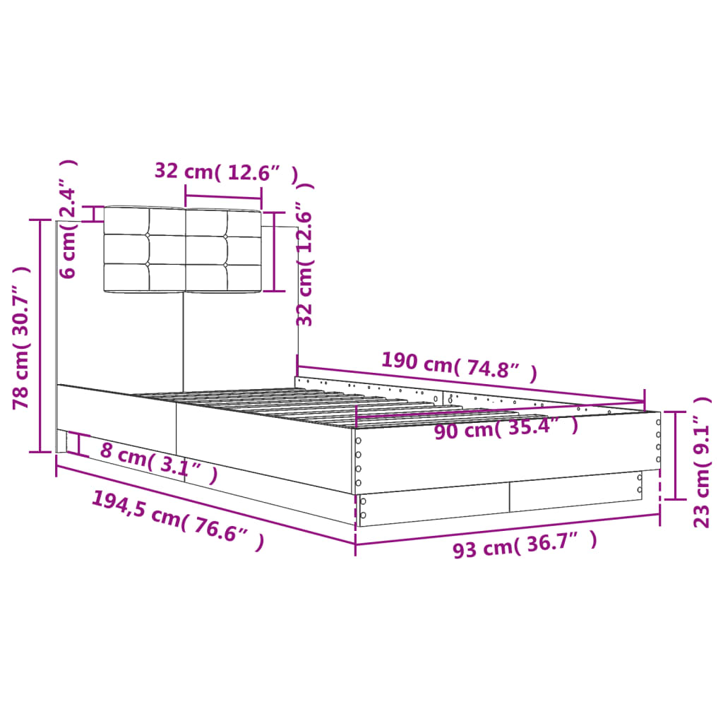 Bed Frame without Mattress White 90x190 cm Single