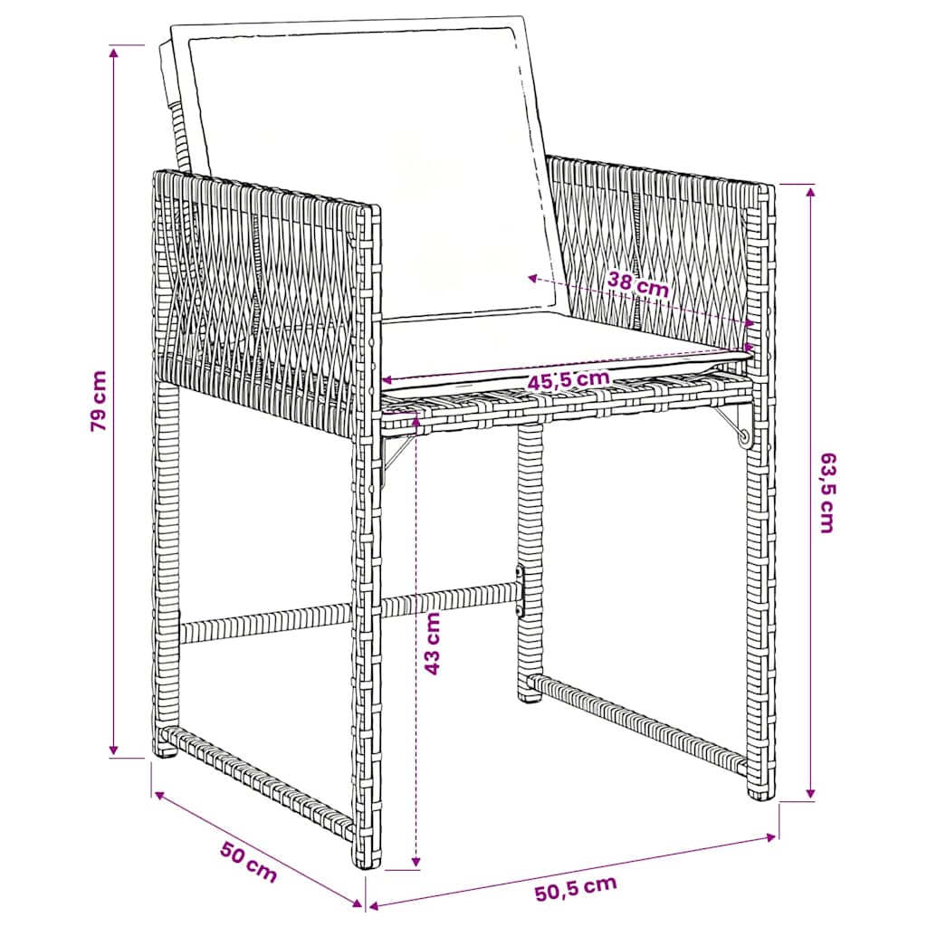 Garden Dining Set | Black | PE rattan | Four-seater | Foldable