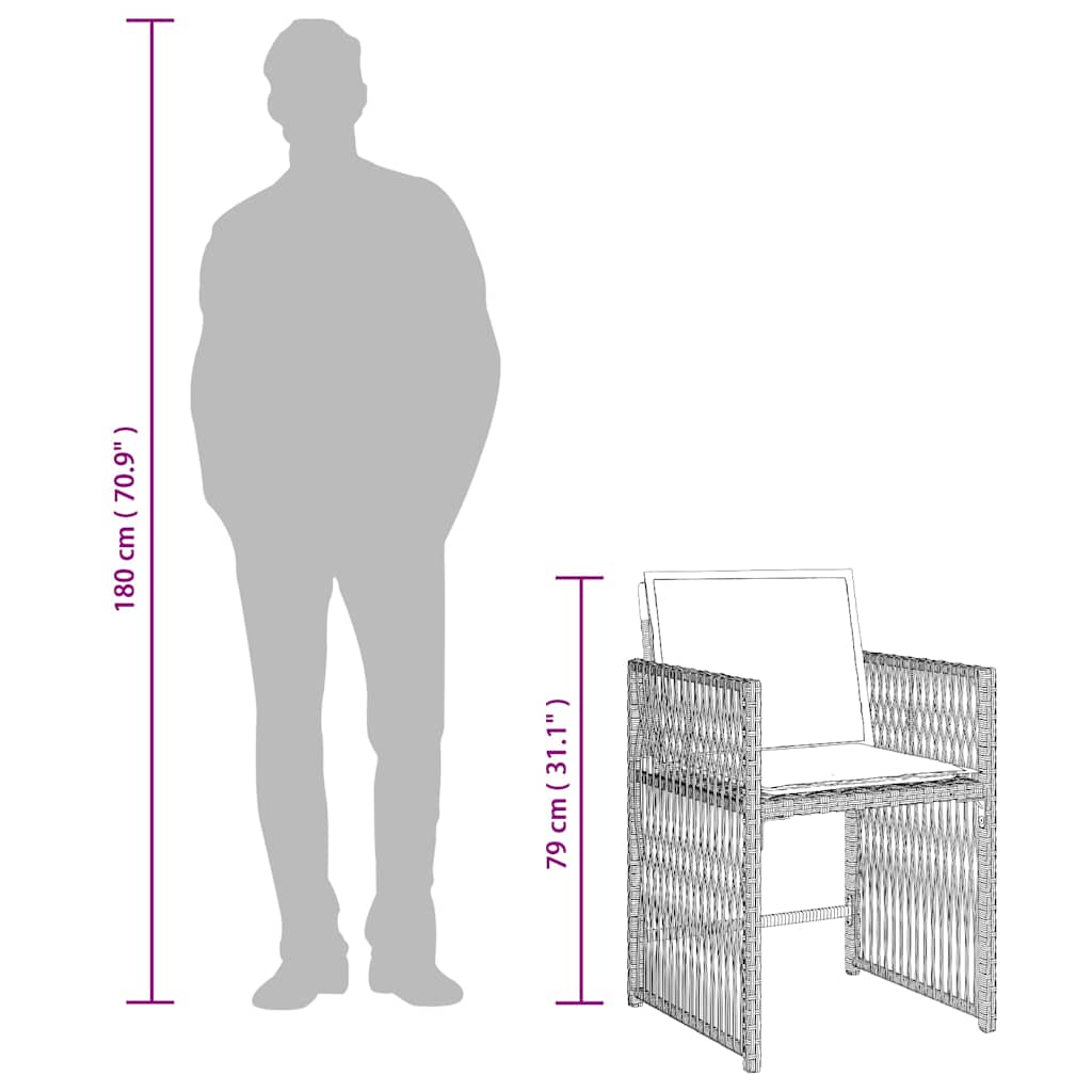11 Piece Garden Dining Set with Cushions Light Grey Poly Rattan