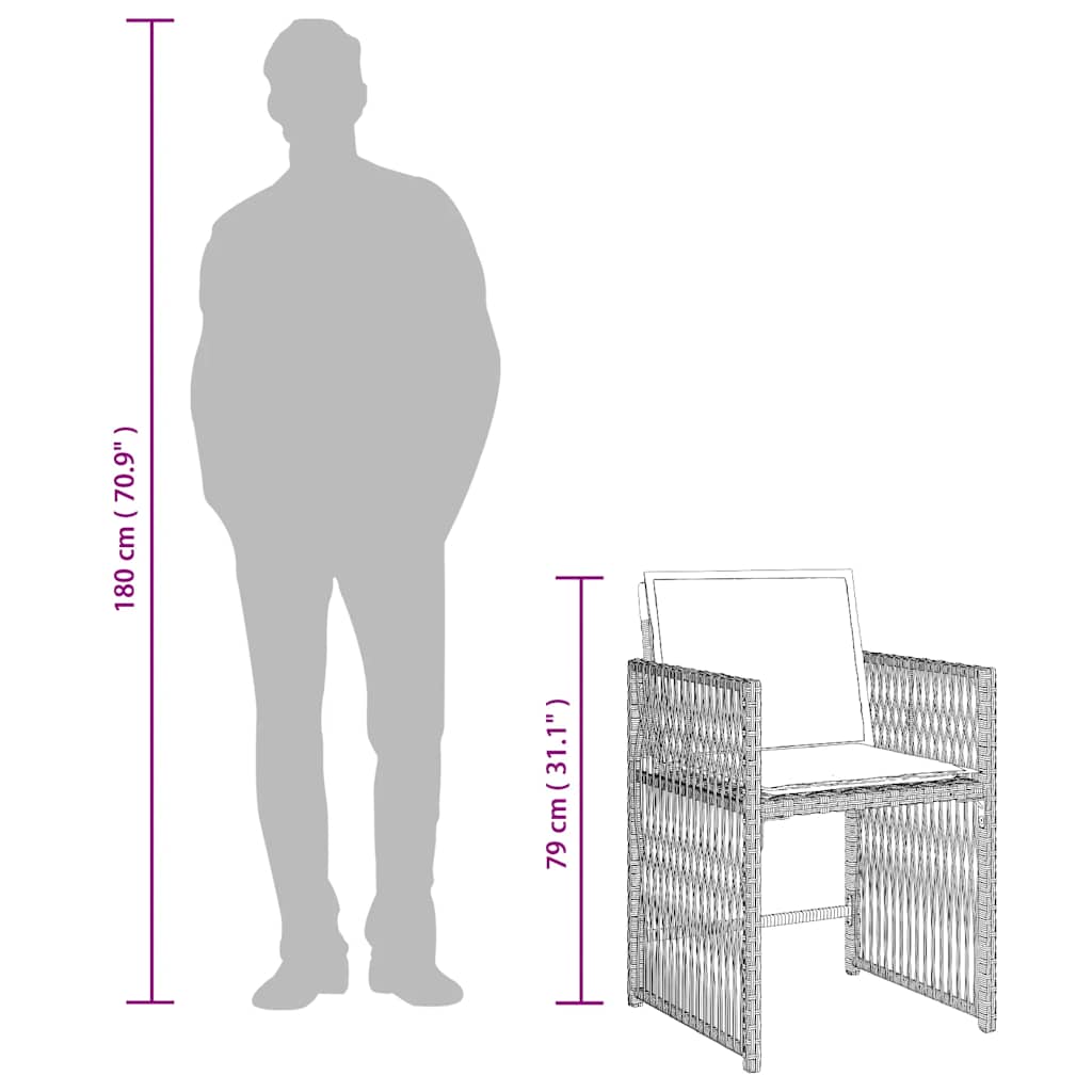 15 Piece Garden Dining Set with Cushions Light Grey Poly Rattan