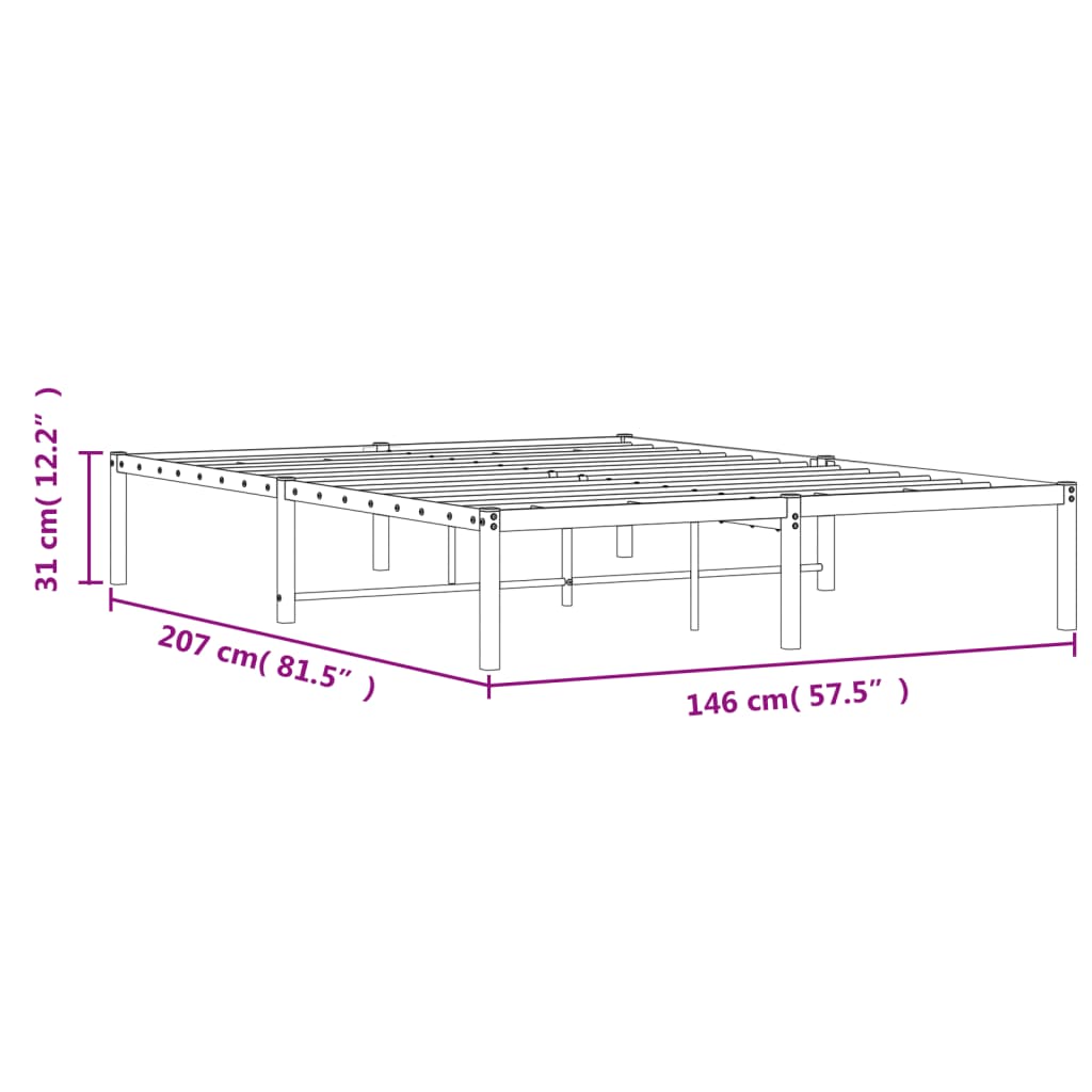 Metal Bed Frame without Mattress Black 140x200cm