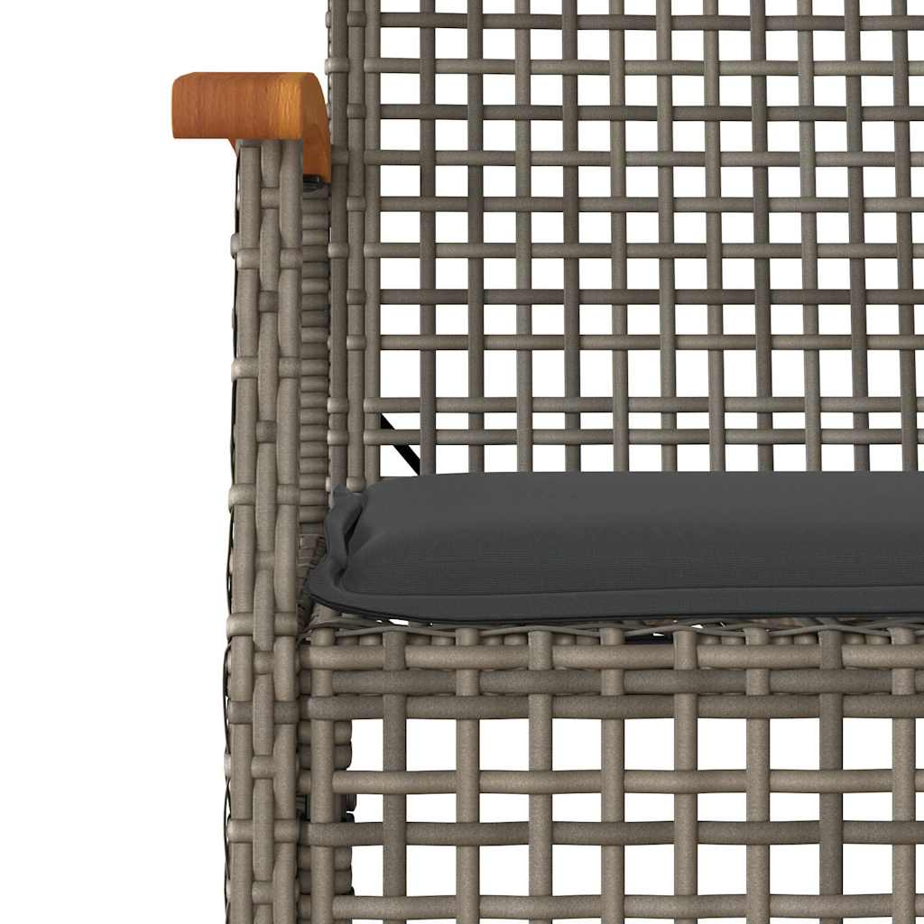 4 Piece Garden Lounge Set with Cushions Grey Poly Rattan