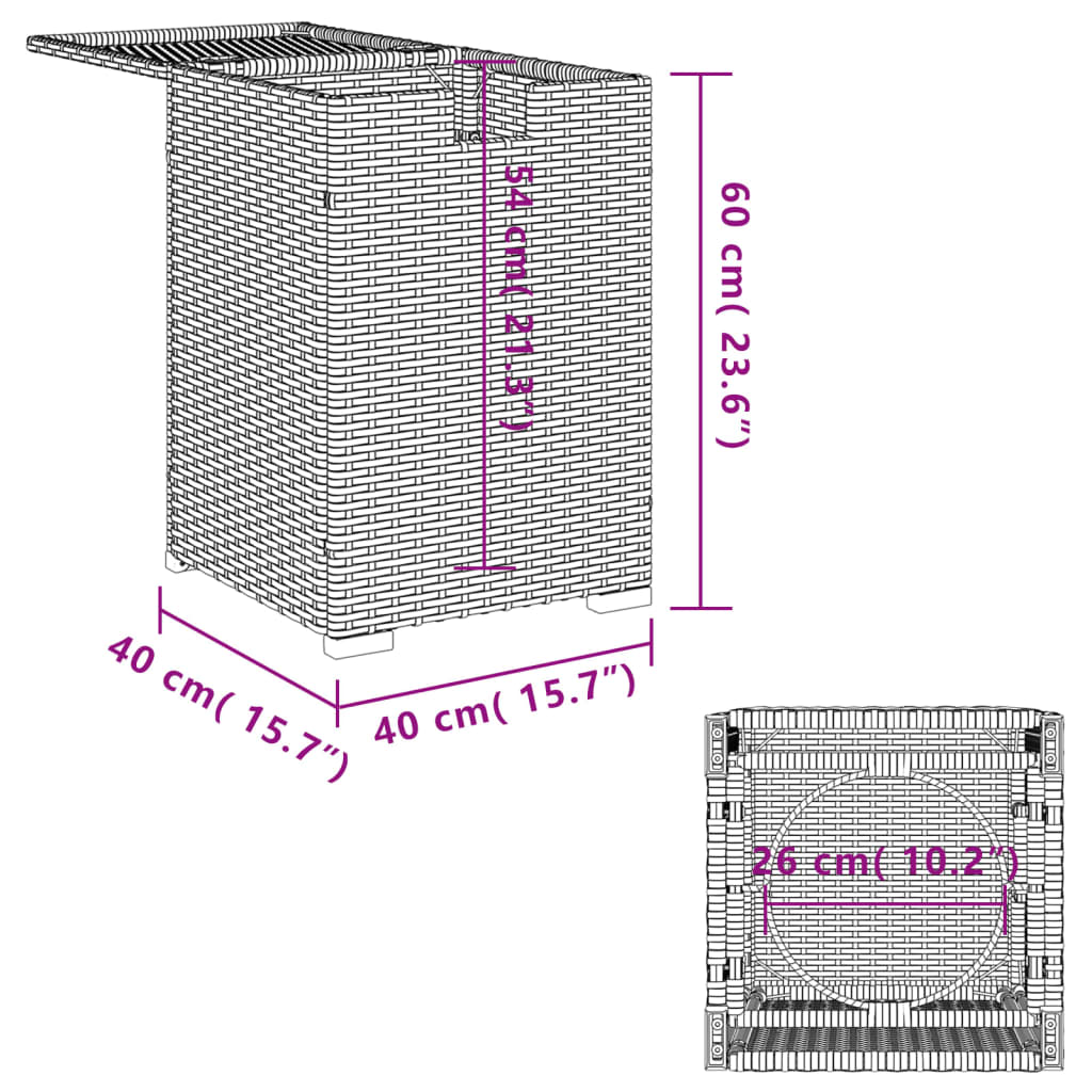 Propane Tank Cover Table Grey 40x40x60 cm Poly Rattan