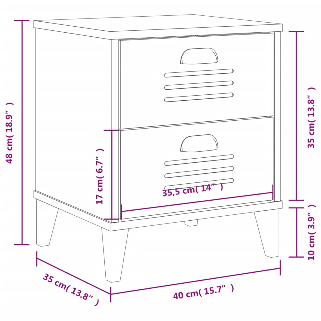 Bedside Cabinet "VIKEN" White Engineered Wood