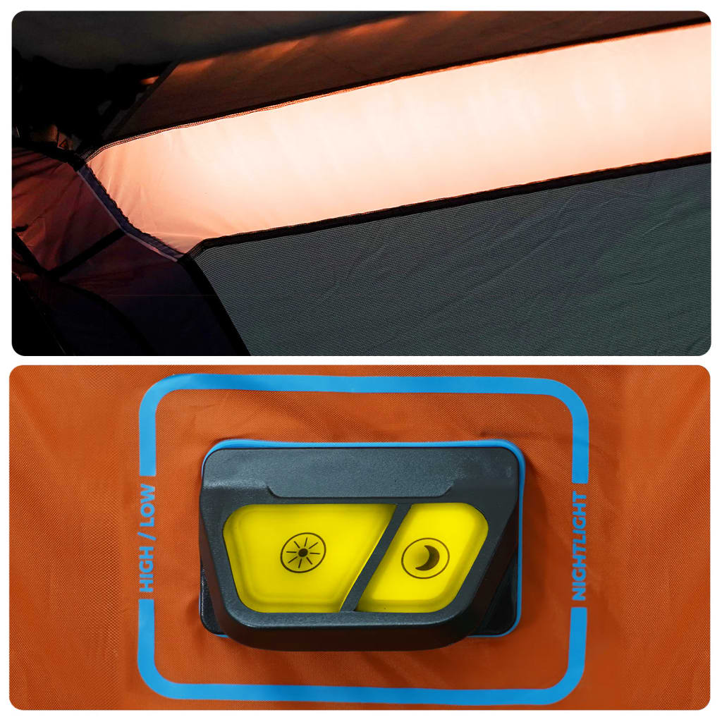 Family Tent with LED 10-Person Light Grey&Orange Quick Release