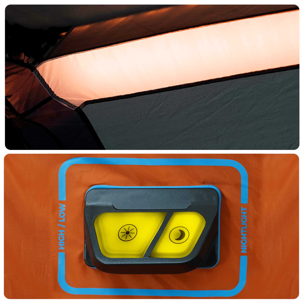Family Tent with LED 9-Person Light Grey&Orange Quick Release