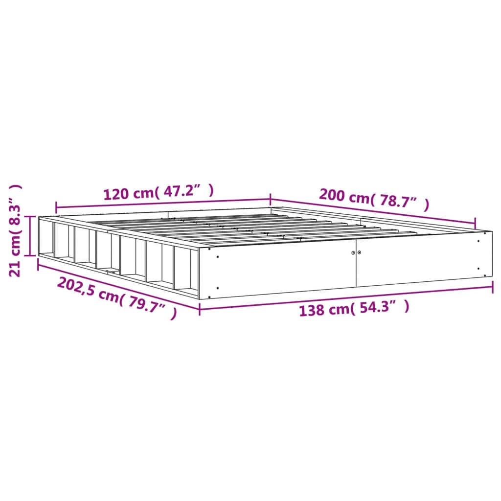 Bed Frame without Mattress Wax Brown 120x200 cm Solid Wood Pine