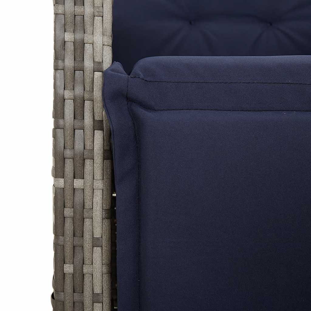 5 Piece Garden Dining Set with Cushions Grey Poly Rattan
