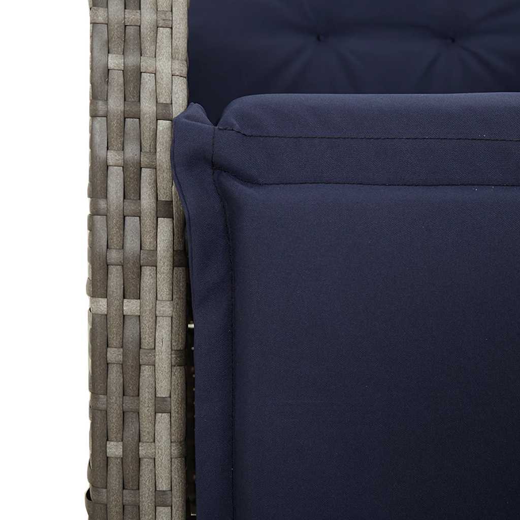 7 Piece Garden Dining Set with Cushions Grey Poly Rattan