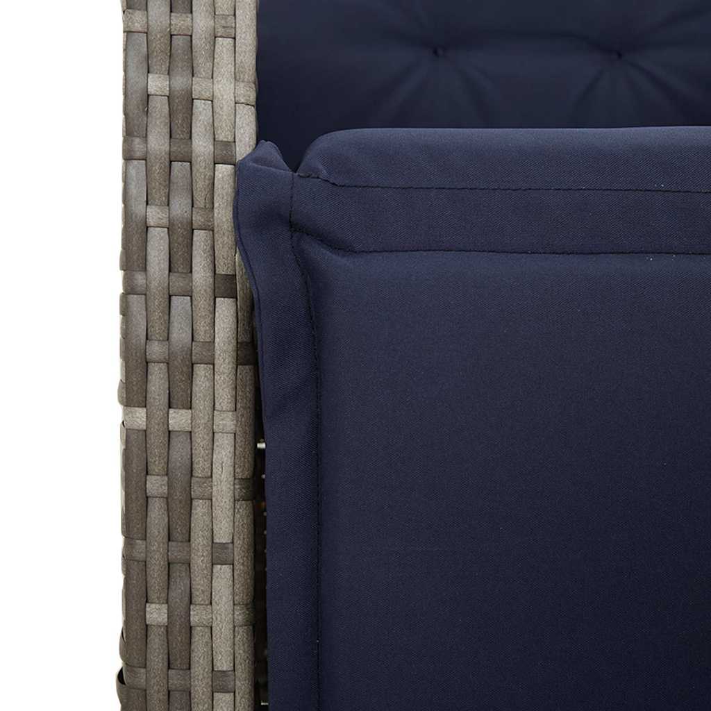7 Piece Garden Dining Set with Cushions Grey Poly Rattan