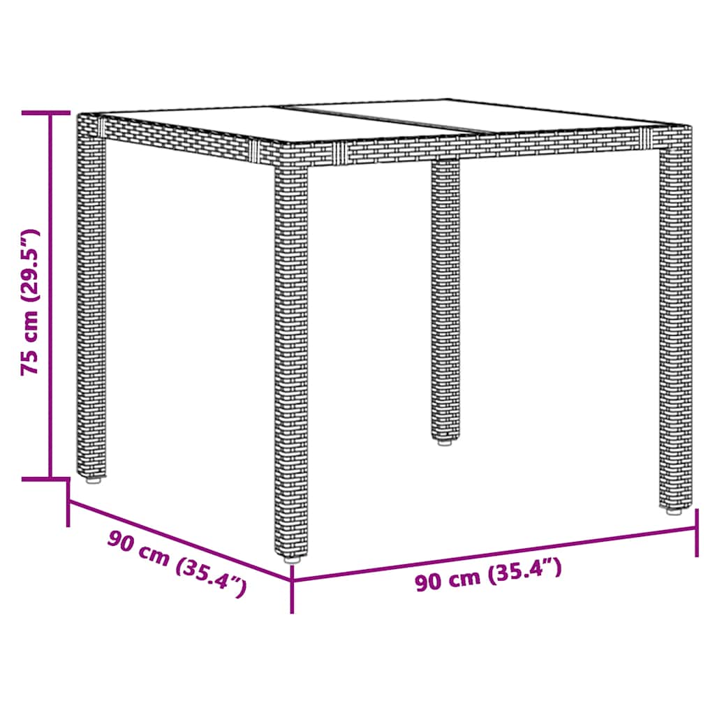 Garden Table | Black | PE Rattan | 90x90 cm | Sturdy | Garden Table