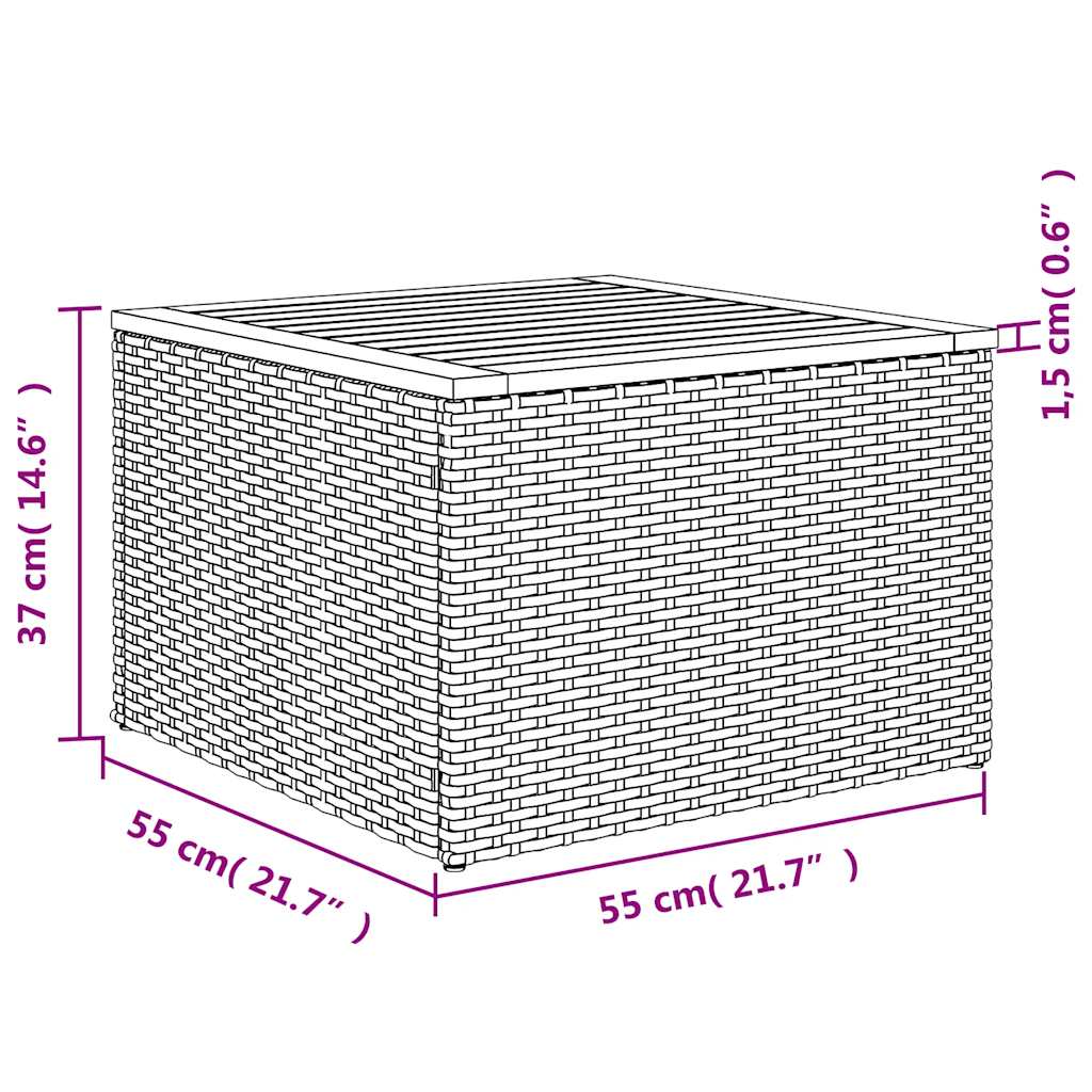 Garden Table | Black and Brown | PE Rattan | Compact | Durable