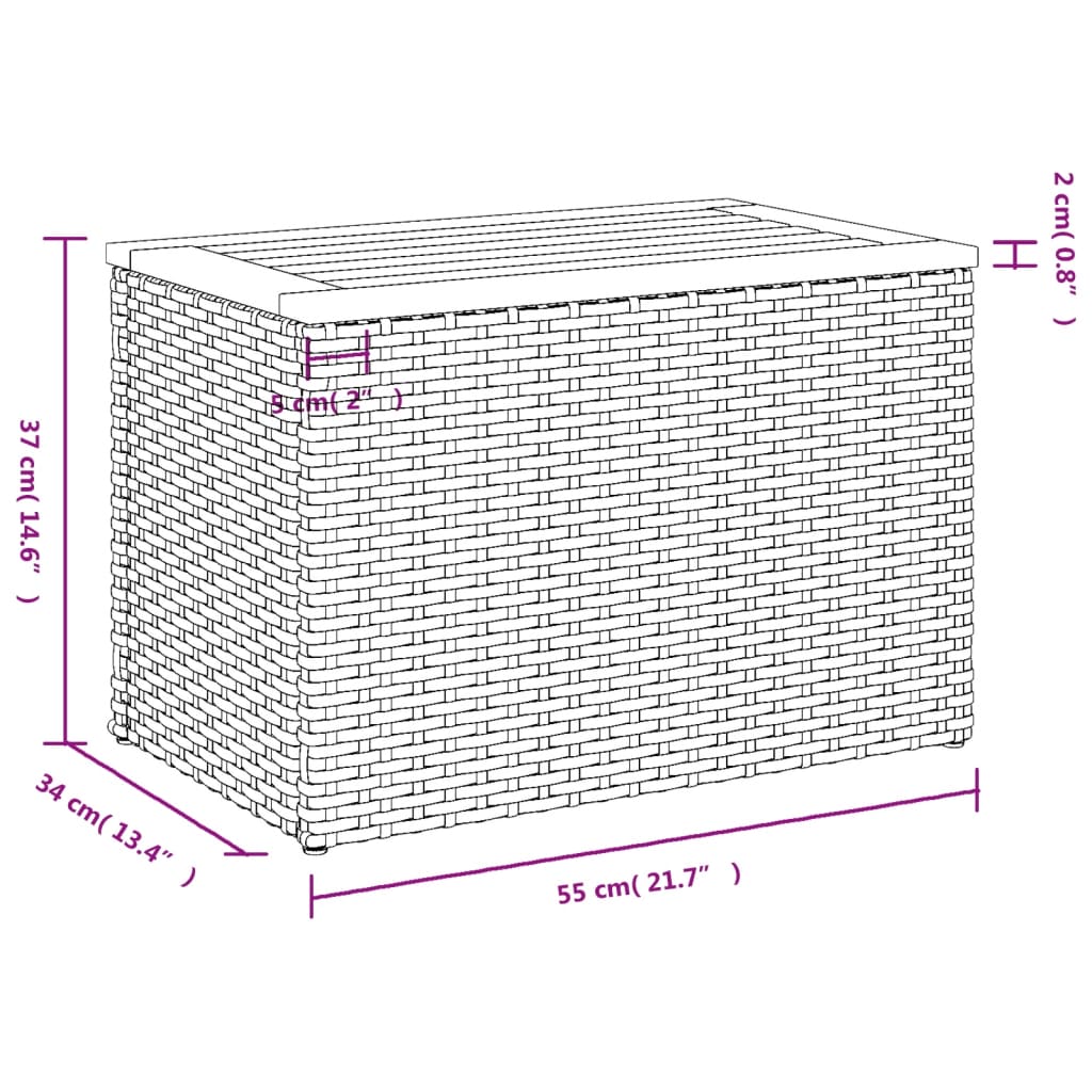 Garden Side Tables 2pcs Beige 55x34x37cm Poly Rattan Solid Wood