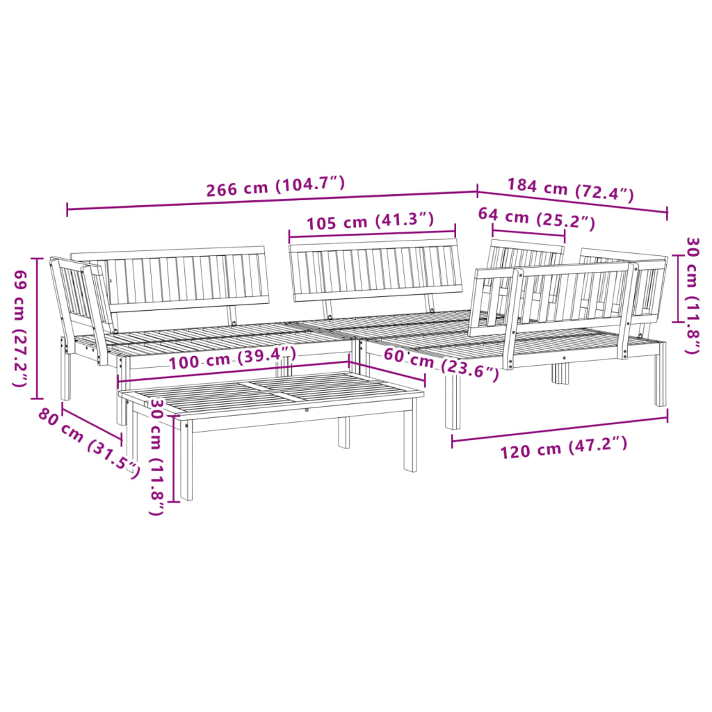 Pallet Sofa Set | Oiled Wood | Solid Acacia wood with an oil finish