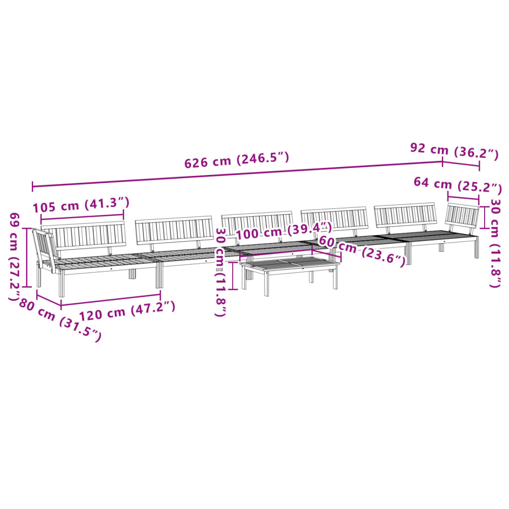 Pallet Sofa Set | Natural Wood | Solid Acacia wood | Large | Modular