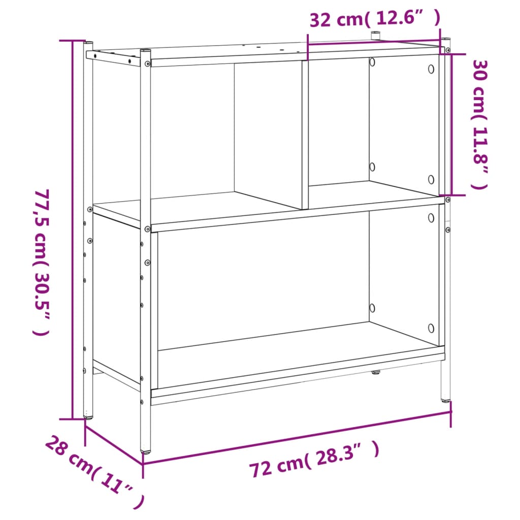 Bookcase Smoked Oak 72x28x77,5 cm Engineered Wood