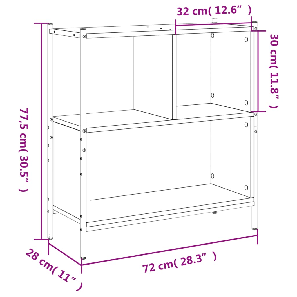 Bookcase Grey Sonoma 72x28x77,5 cm Engineered Wood