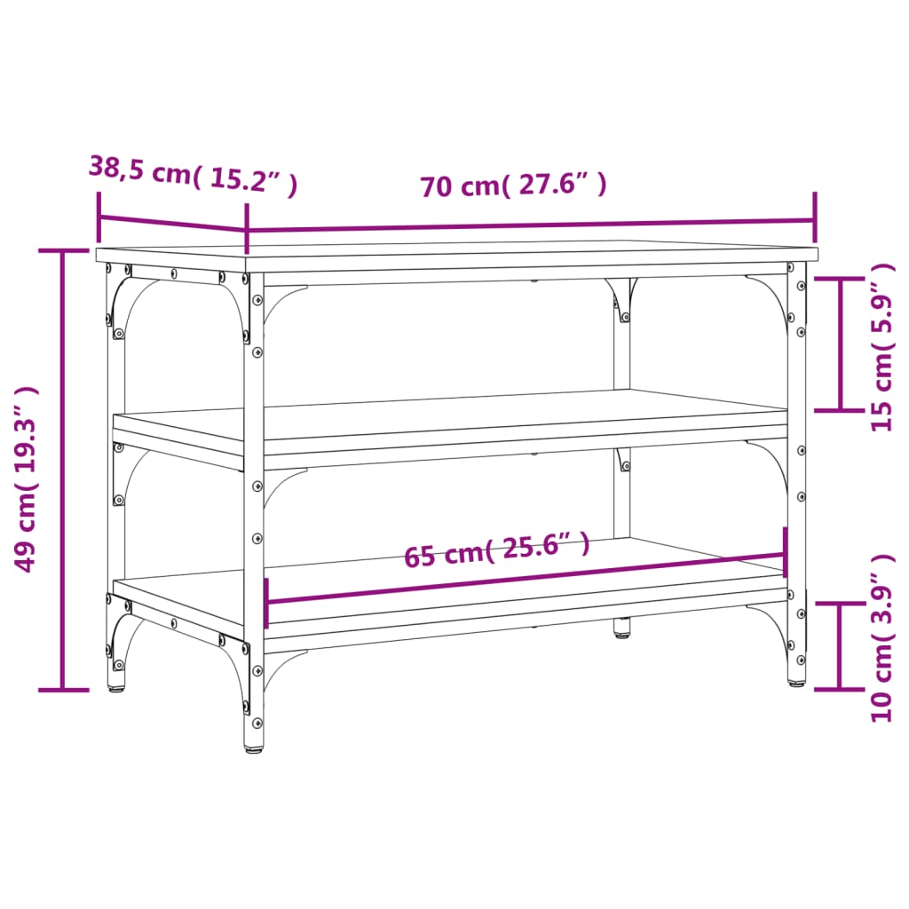 Shoe Bench Grey Sonoma 70x38,5x49 cm Engineered Wood