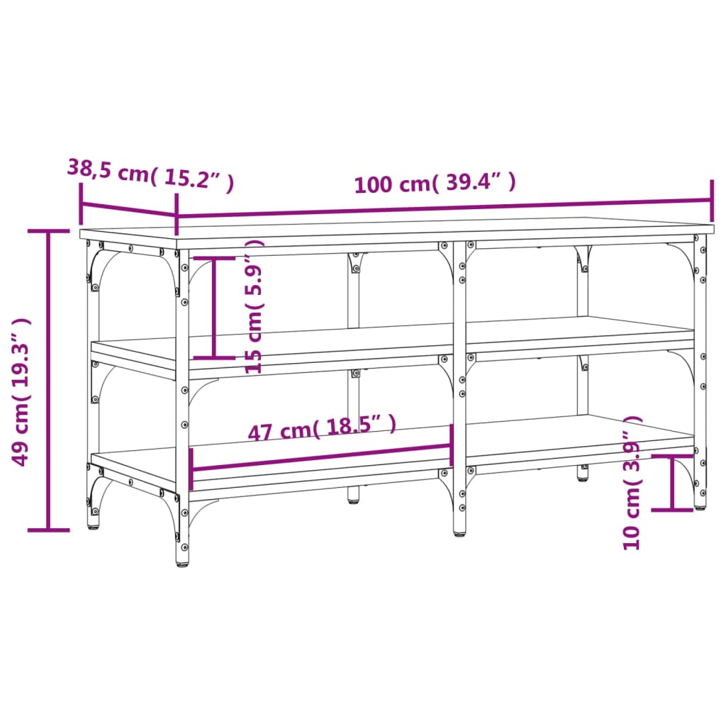 Shoe Bench Smoked Oak 100x38,5x49 cm Engineered Wood