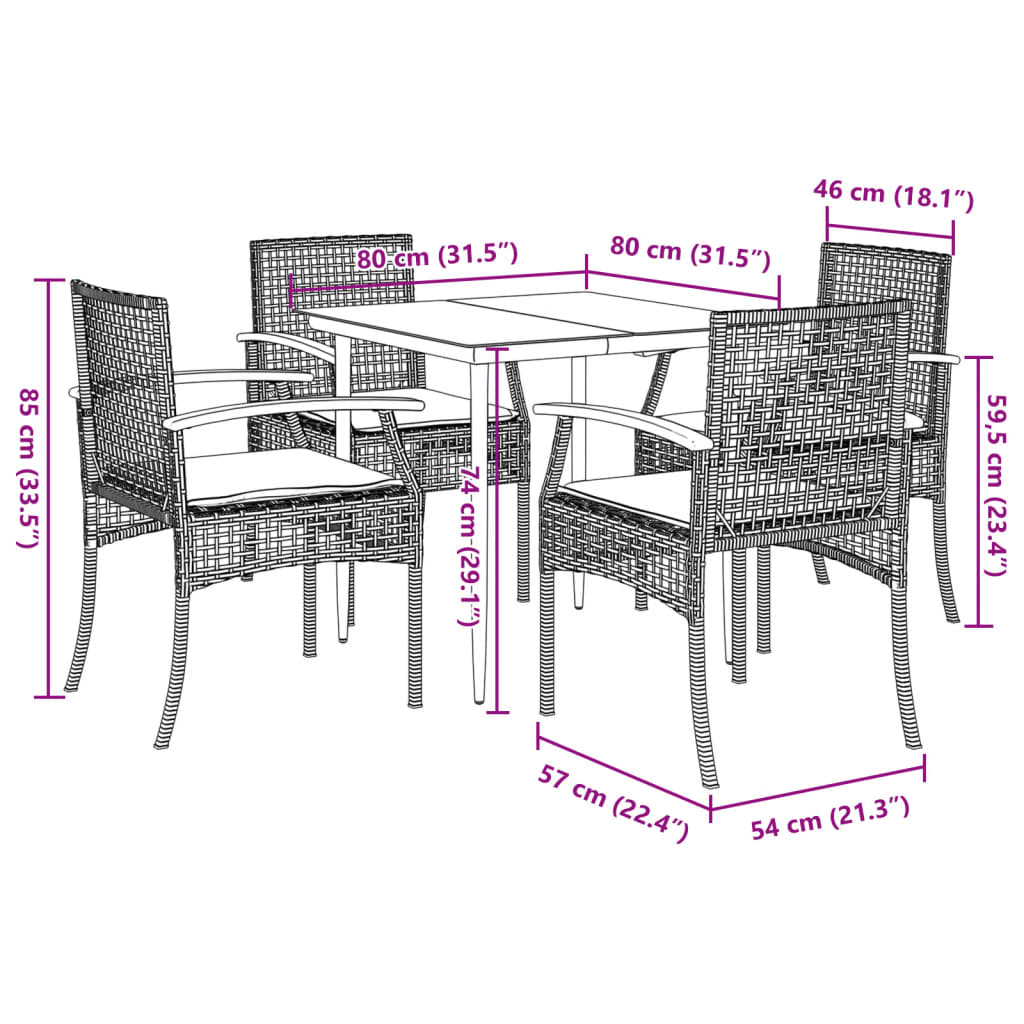 Garden Dining Set | Black, Cream White