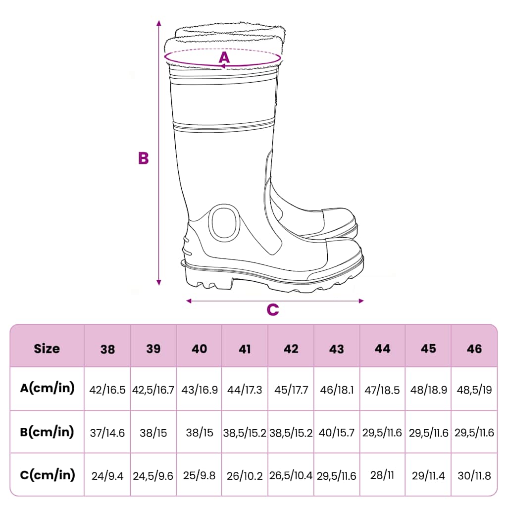 Rain Boots with Removable Socks Black Size 44 PVC