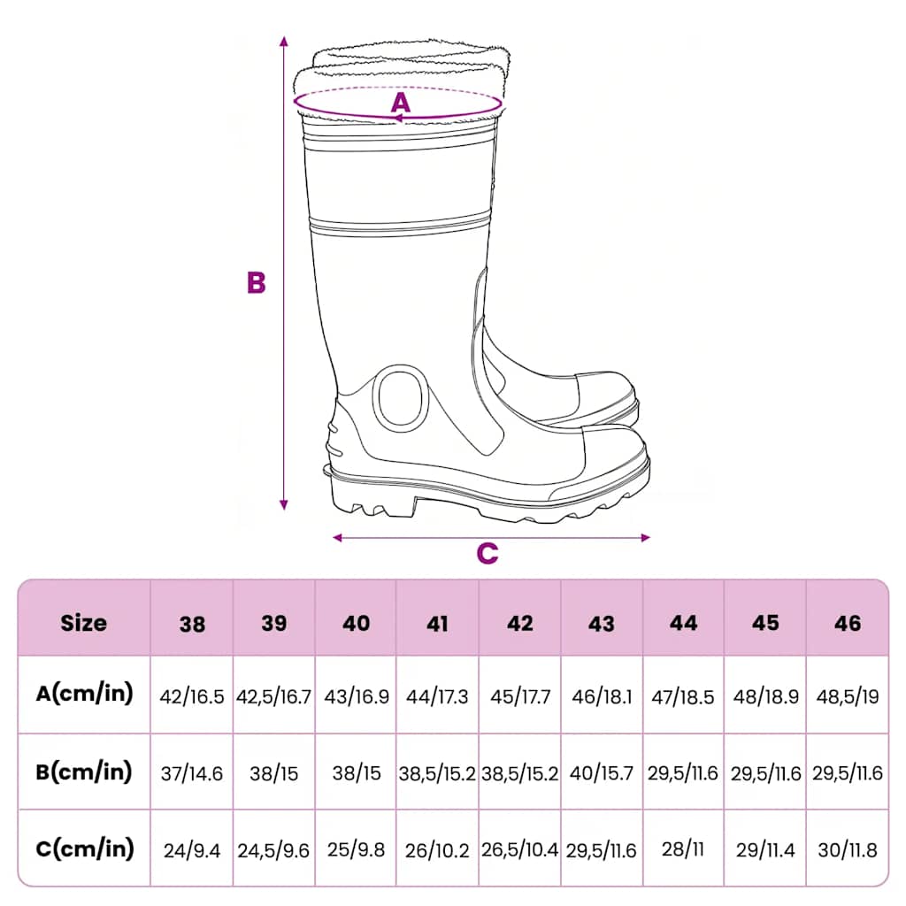 Rain Boots with Removable Socks Black Size 46 PVC