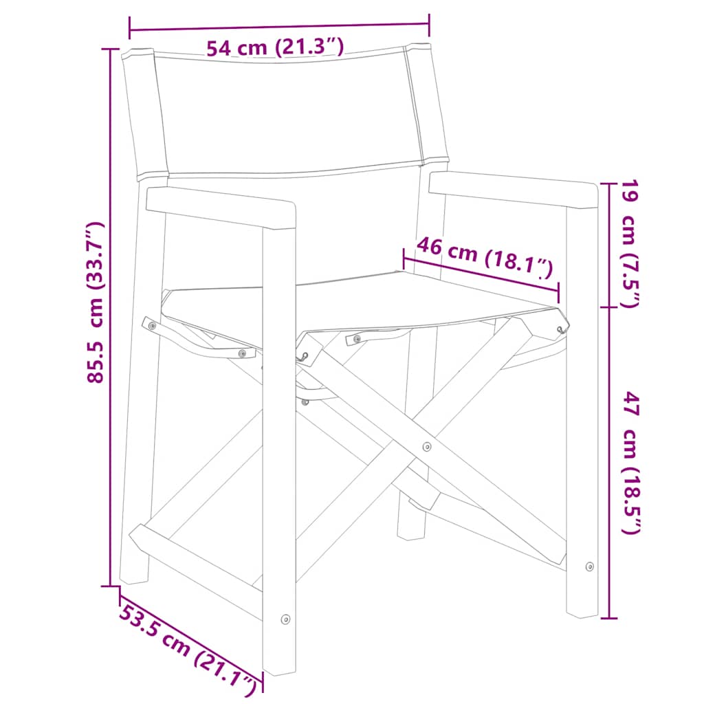 Folding Director Chairs 2 pcs Dark Grey Fabric