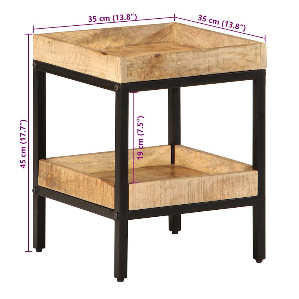 Side Table with Shelf Brown 35 x 35 x 45 cm Solid Mango Wood