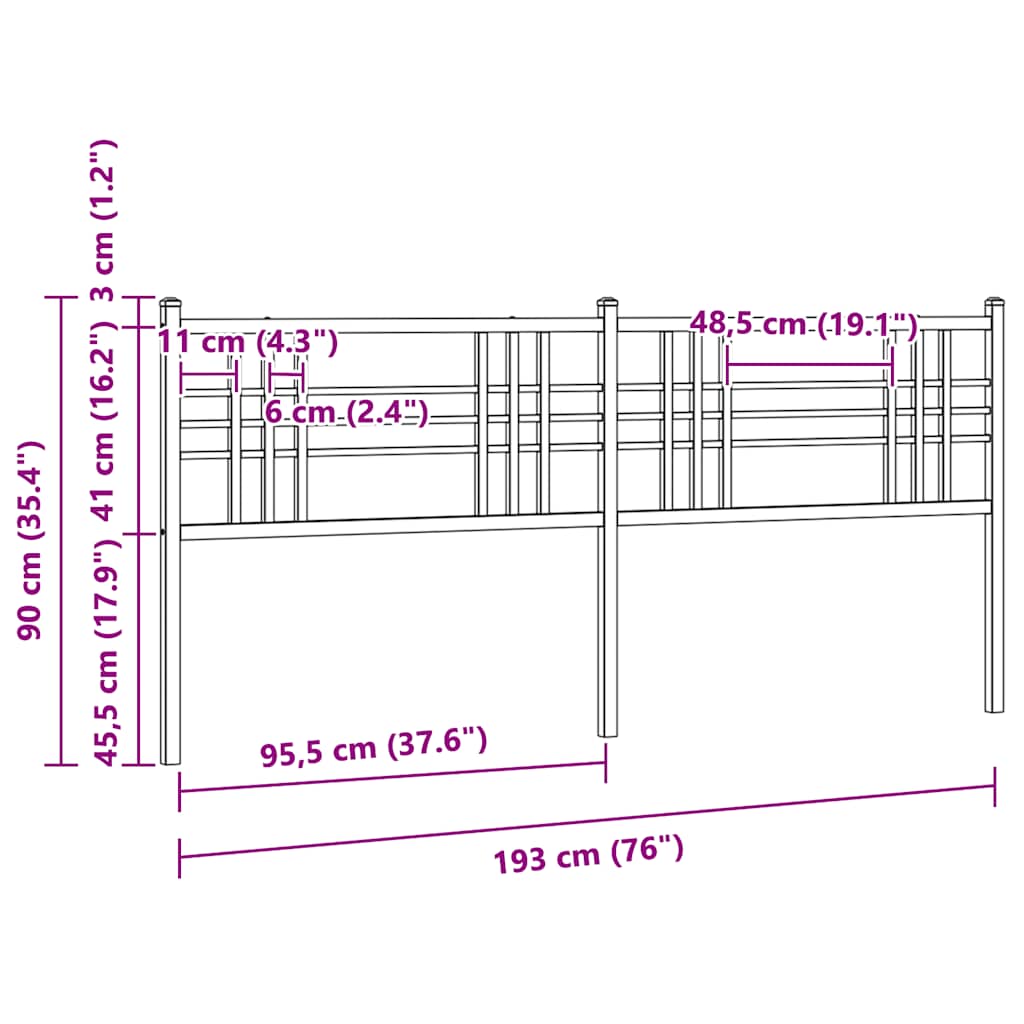 Metal Replace Headboard Black 193cm