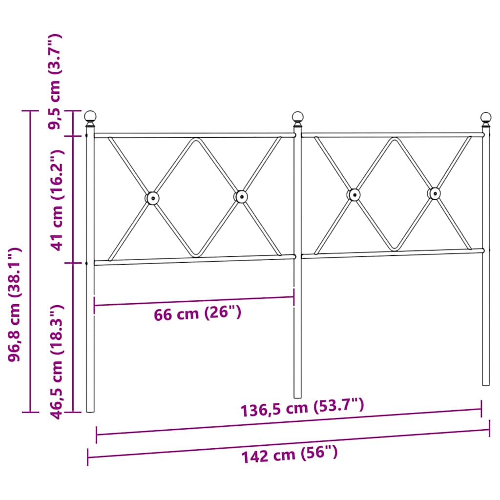 Metal Replace Headboard Black 137cm