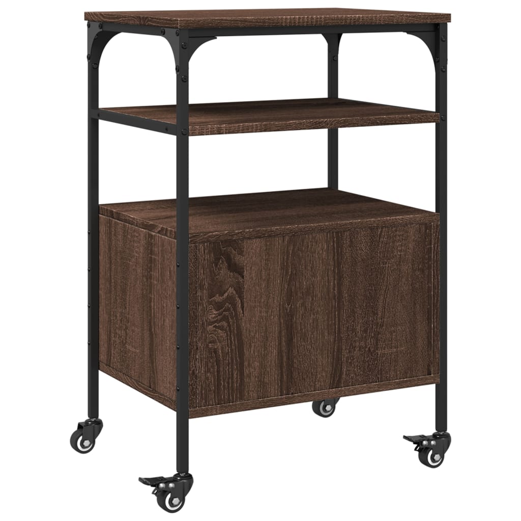 Printer Stand 3-Tier Brown Oak 50x40x76 cm Engineered Wood
