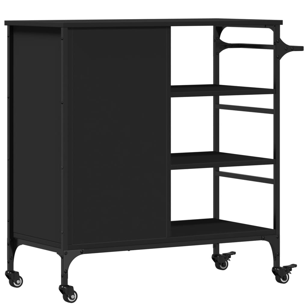 Kitchen Trolley Black 87,5x38,5x84,5 cm Engineered Wood