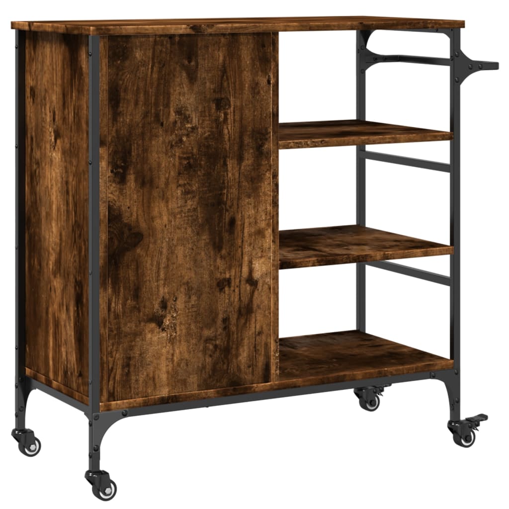 Kitchen Trolley Smoked Oak 87,5x38,5x84,5 cm Engineered Wood