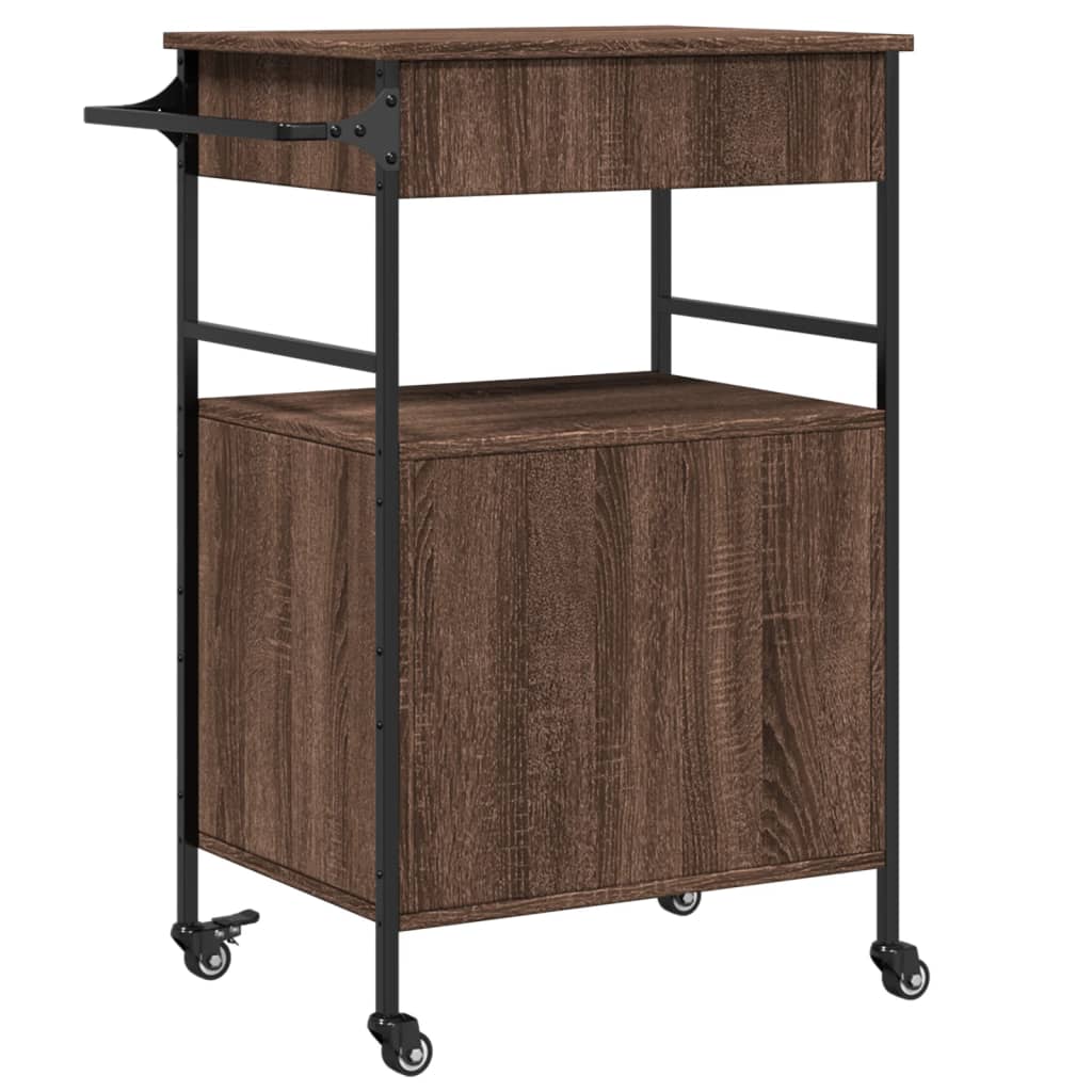 vidaXL Kitchen Trolley Brown Oak 56x43x89.5 cm Engineered Wood