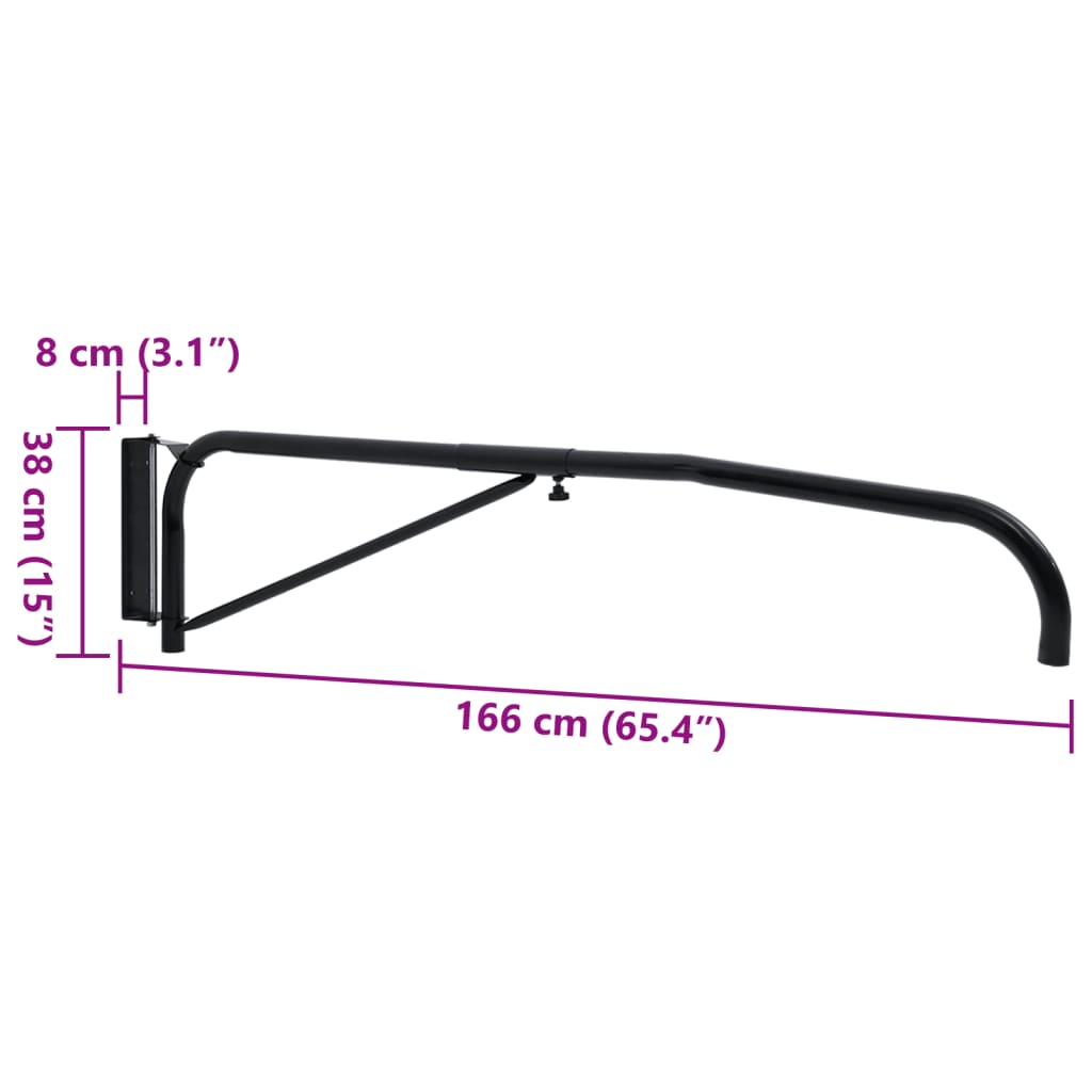 Hose Boom Wall Mounted Black Steel