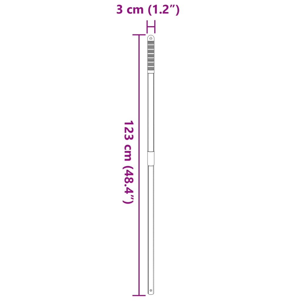 Pitchfork Handle Telescopic Silver Steel