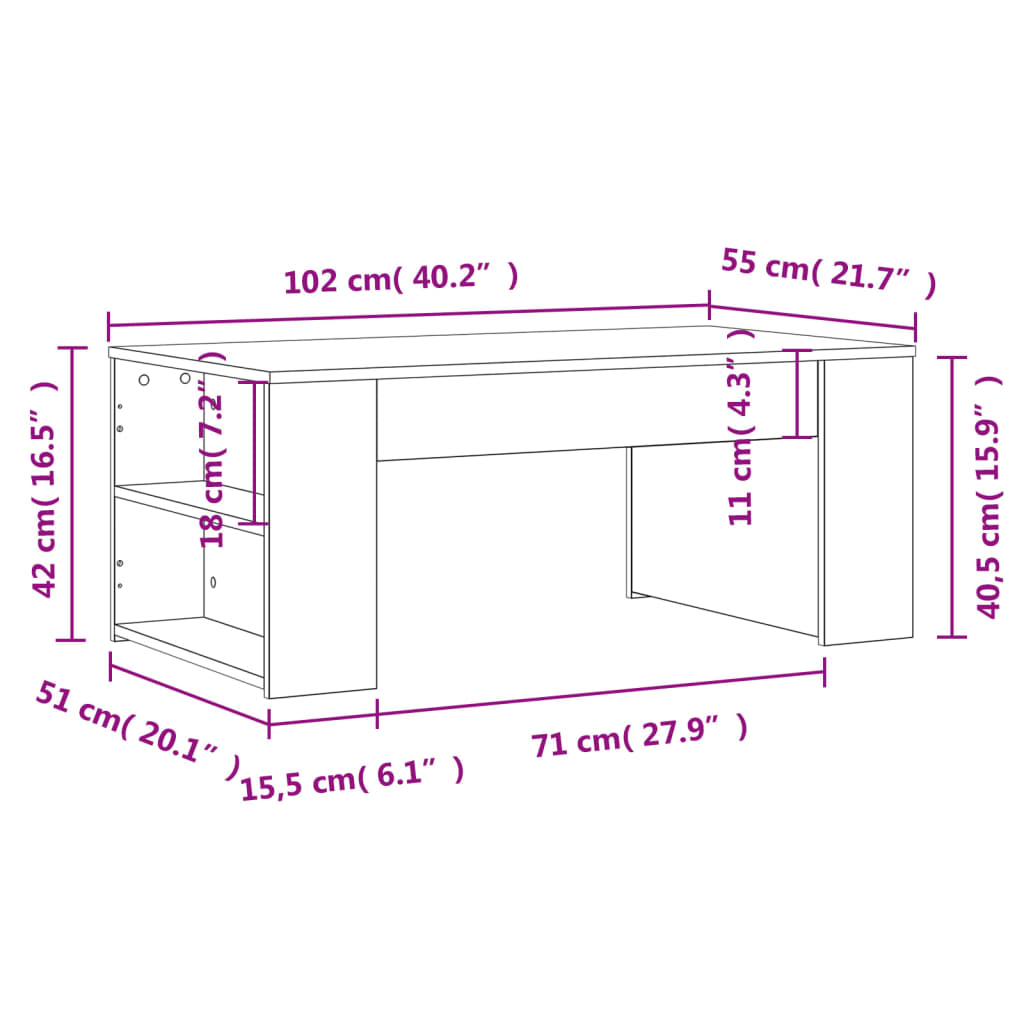Coffee Table | Black | Engineered wood | Small coffee table