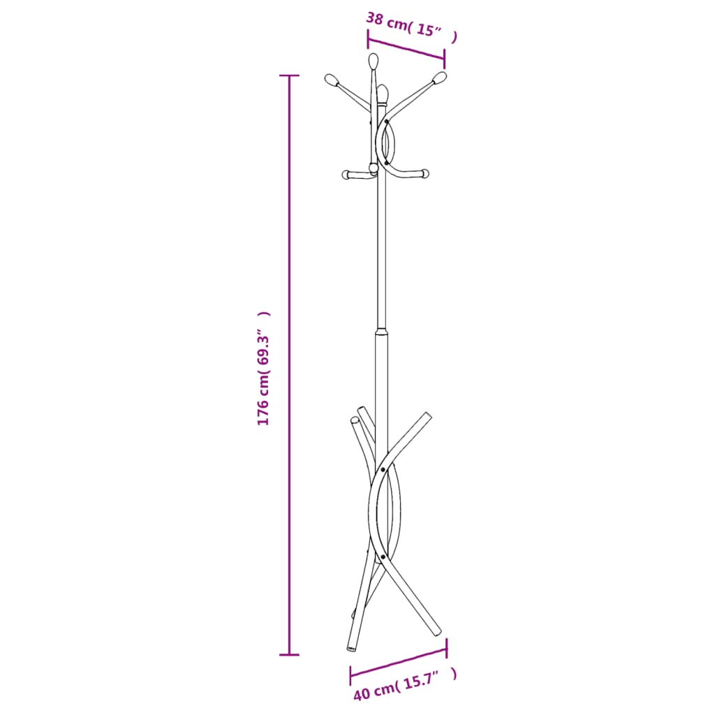 Coat Stand Black 176 cm Powder-coated Iron
