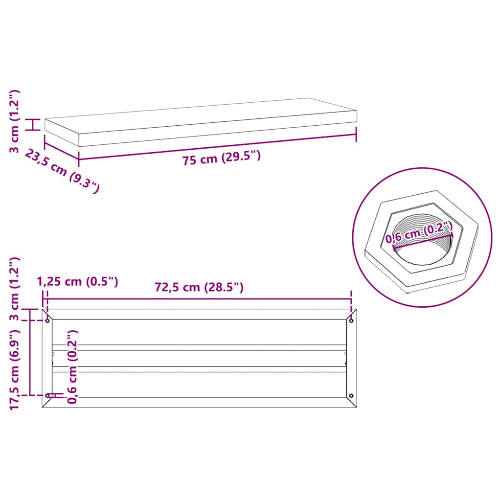 Wall Shelves 2 pcs 75x23.5 cm Silver Stainless Steel
