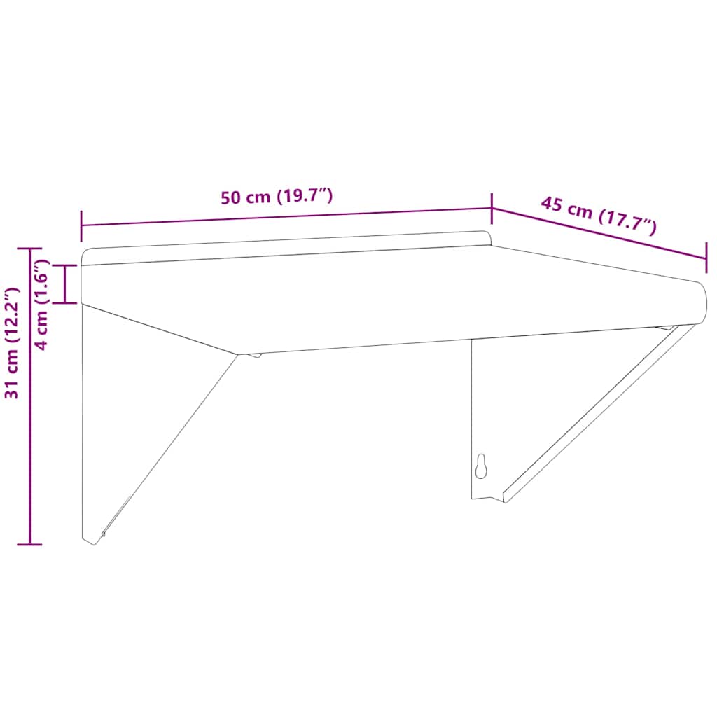 Shelf Brackets 4 pcs 23,5x2,5x15,5 cm Black Stainless Steel