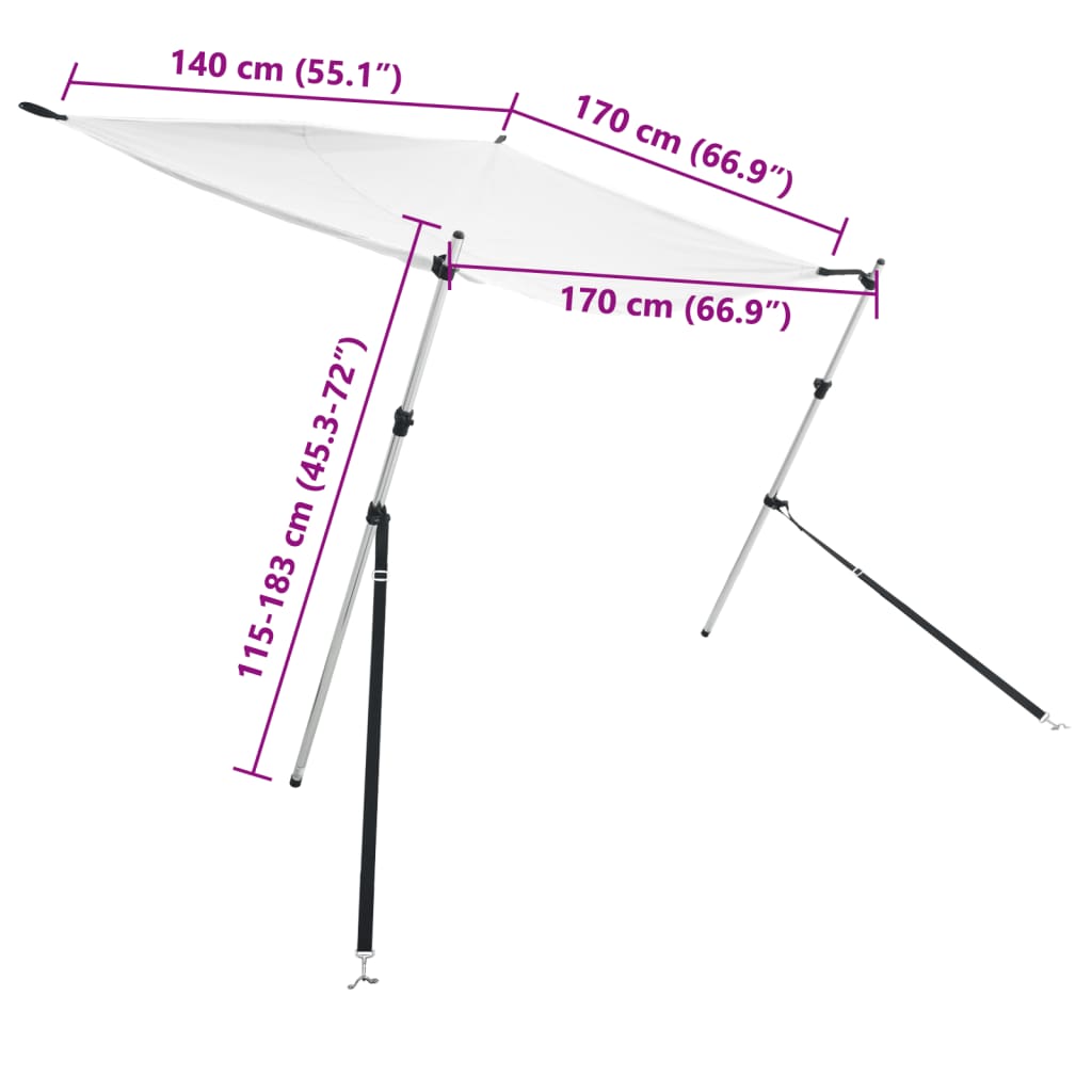 vidaXL T-Top Shade Extension White 170x170x(115-183) cm