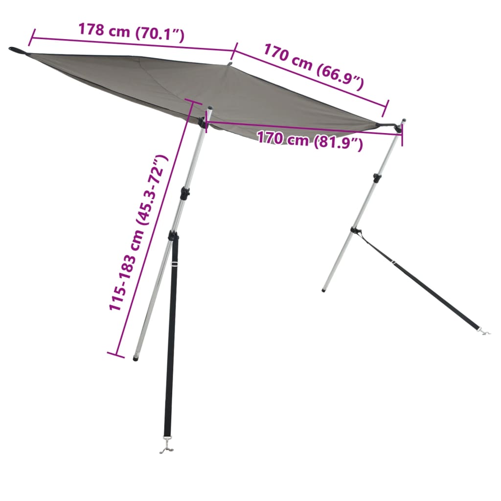 T-Top Shade Extension Anthracite 170x208x(115-183) cm