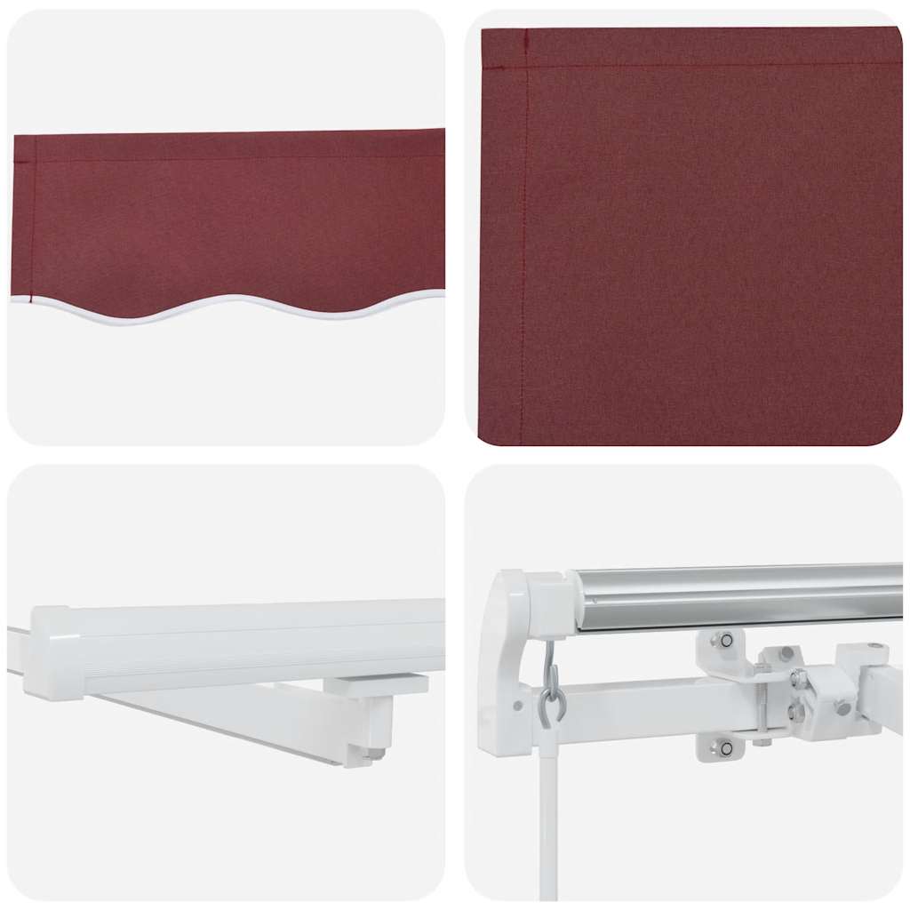 Manual Retractable Awning with LED Burgundy 600x300 cm